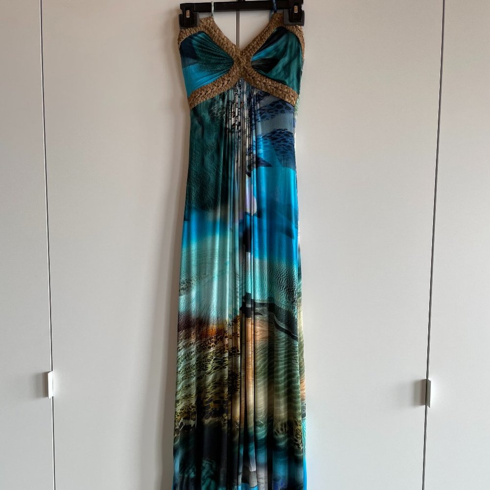 Instant beach scene: swirls of blue in Sky maxi, S